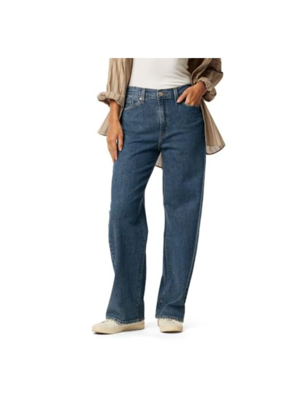 Womens Heritage Original Wide Leg Jeans Mid Rise Plus Size Casual